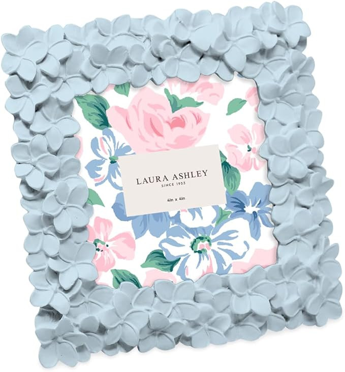 Laura Ashley 4x4 Flower Textured Hand-Crafted Resin Picture Frame with Easel & Hook for Tabletop ... | Amazon (US)