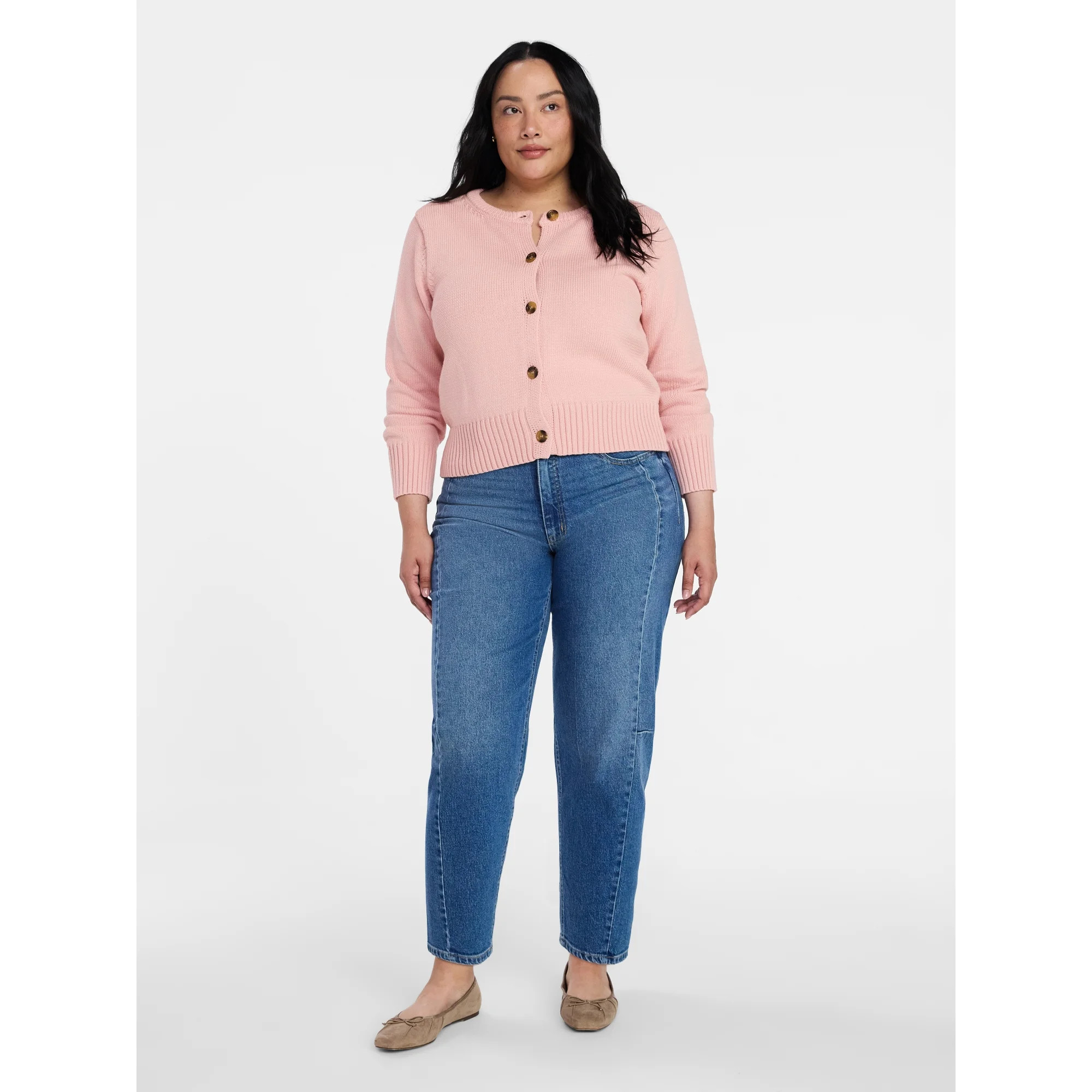 Time and Tru Women's Button Front Cardigan Sweater, Midweight, Sizes XS-XXXL | Walmart (US)