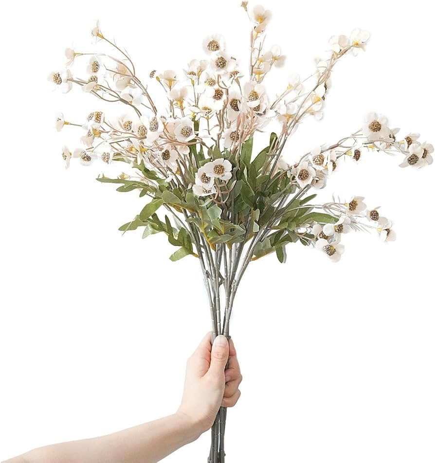 6 Pcs Wildflowers Artificial Flowers Bulk, 22.4 Inch Vintage Faux Plum Blossom Branches Silk Flow... | Amazon (US)