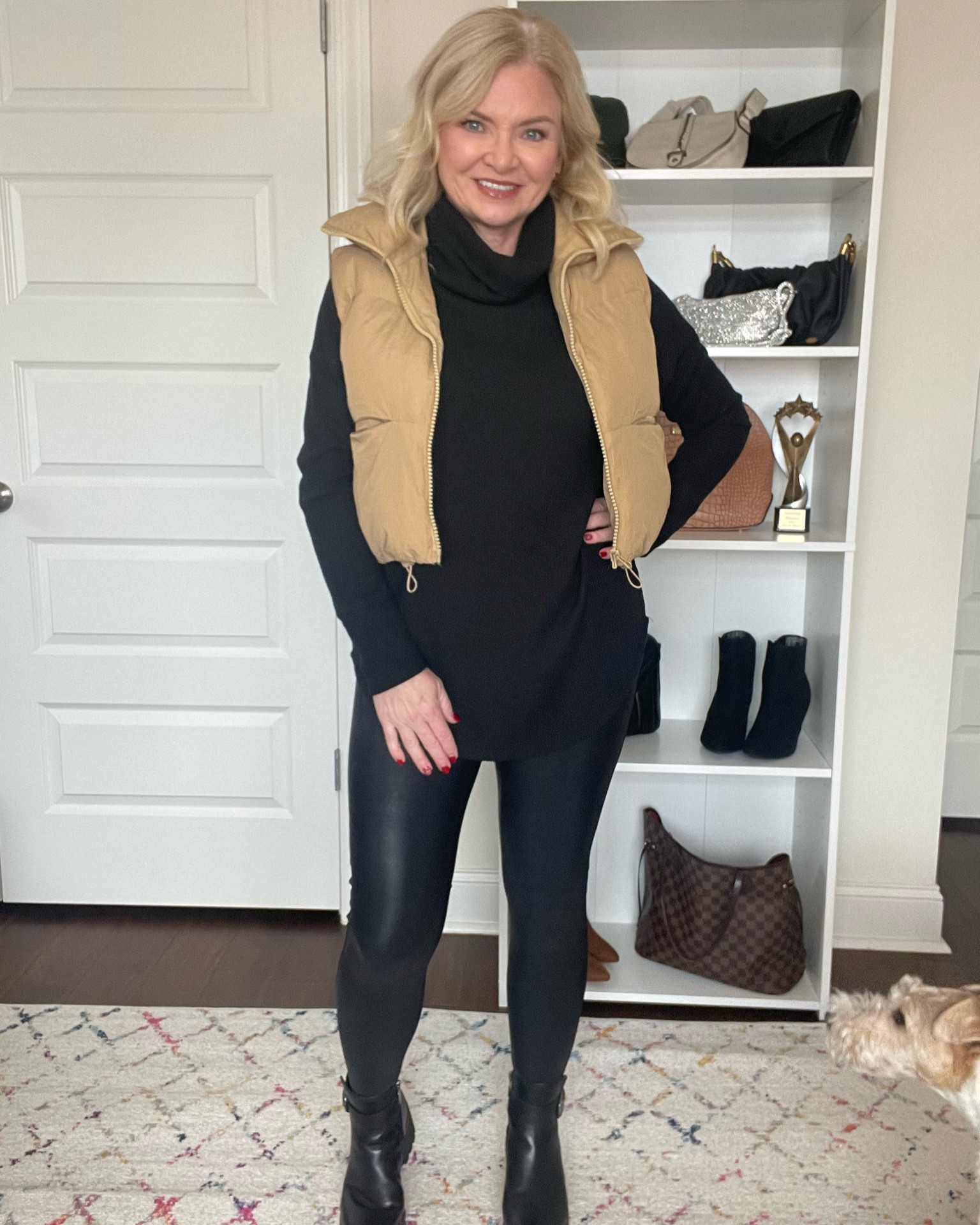Cropped puffer best trend going strong! Small vest, small tunic, petite medium leggings 
Puffer vest
Cropped puffer vest
Leggings outfit
Faux leather leggings
Spanx
Chelsea boots
Winter outfit
Petite outfit
Petite leggings

#LTKstyletip #LTKshoecrush #LTKFind