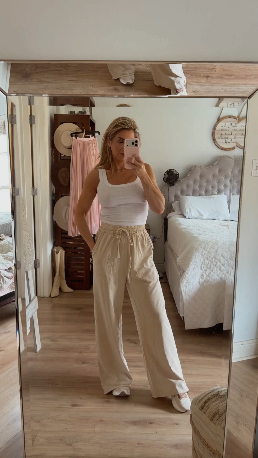 Casual weekend outfit for running errands. Love these no fleece lightweight knit pants. Perfect drape and fit. 

Summer outfits, loungewear pants, drawstring knit wide leg pants

#LTKmomlife #LTKootd #LTKgrwm