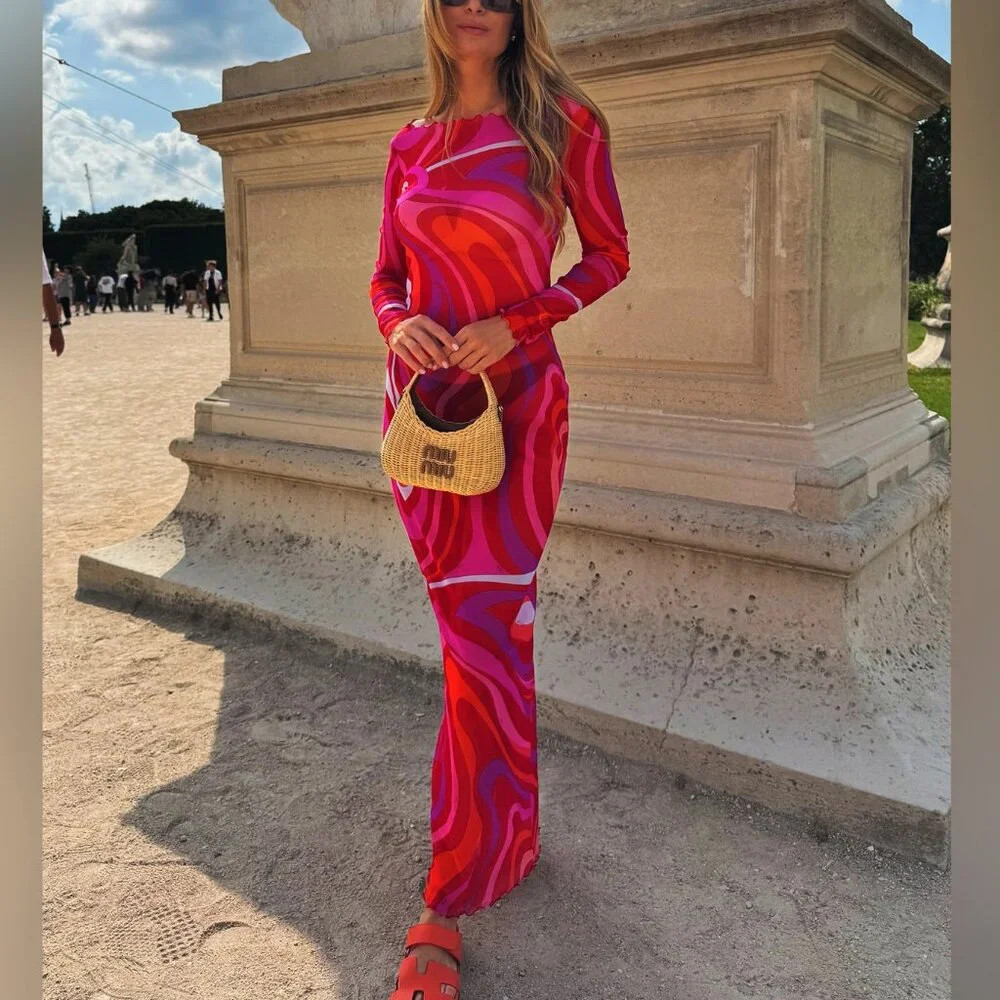 PUCCI Marmo printed mesh maxi dress | Poshmark