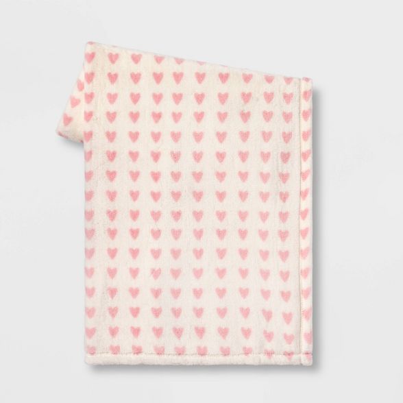 Plush Valentine’s Day Mini Hearts Throw Cream/Blush - Spritz™ | Target