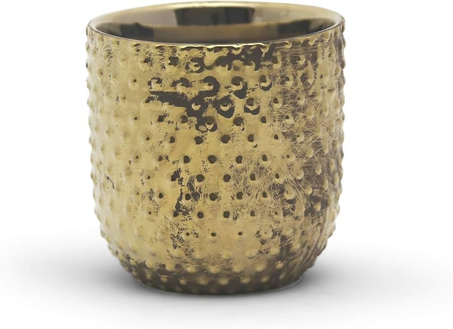 WGV Ceramic Vase, Width 4", Height 4.1", Gold Antique Studded Pot, High Gloss Shine Dot Pattern P... | Amazon (US)