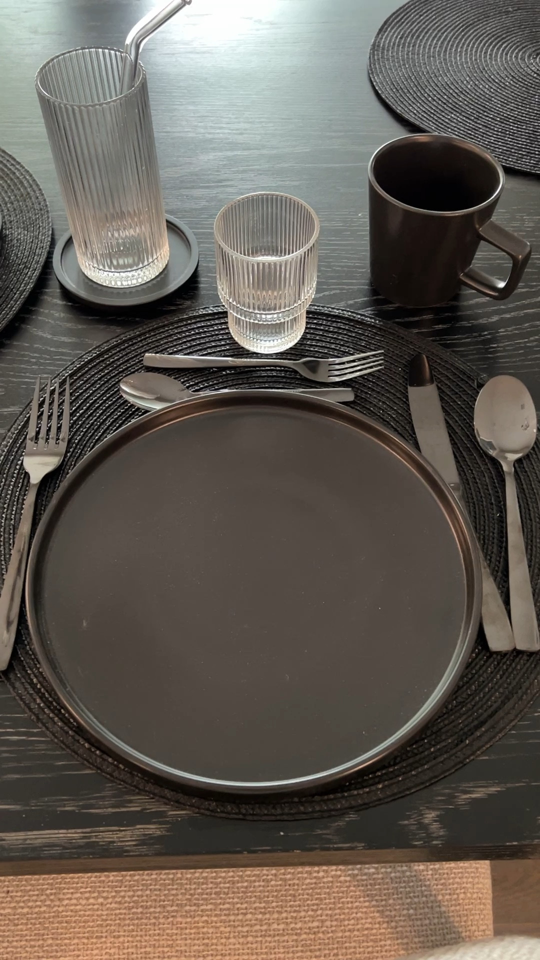 Ribbed glasses 

Juice glasses 

Black silverware 

Black dishes 



#LTKhome #LTKstyletip #LTKunder100