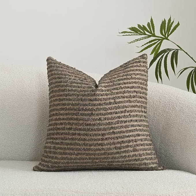 Sunkifover Textured Boucle Throw Pillow Covers 16x16 Inch Accent Striped Pillow Cases Cozy Decora... | Amazon (US)