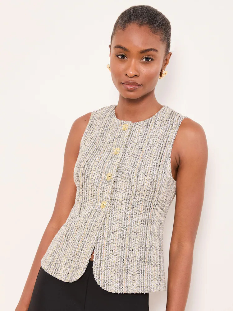 Lipsy Monochrome Boucle Waistcoat | Next EU