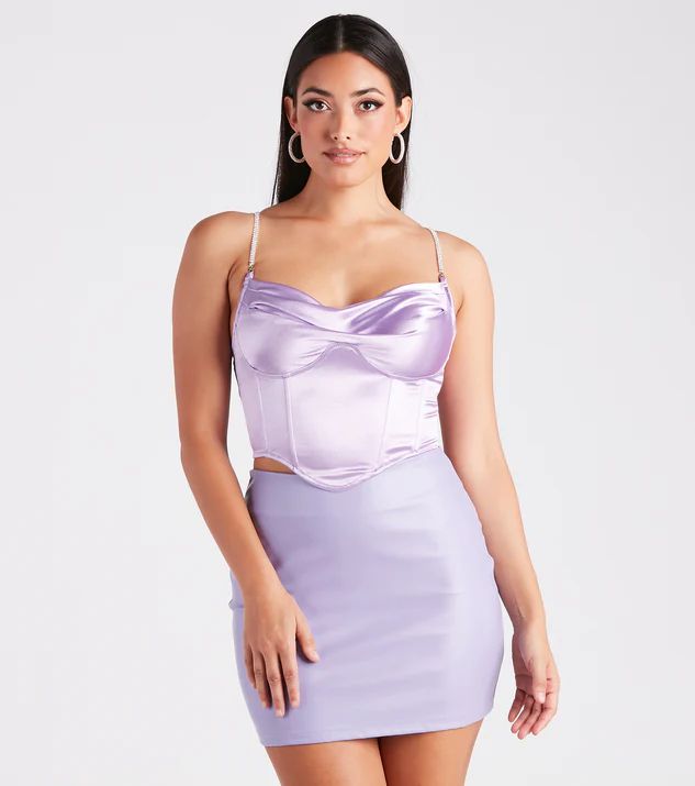 Bust Out The Rhinestone Satin Bustier | Windsor Stores