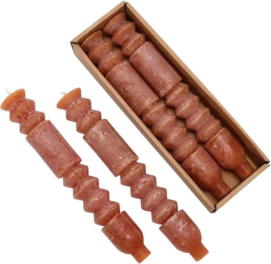 Creative Co-Op Unscented Totem Taper Box, Set of 2, Spice Candles, 2" L x 2" W x 10" H, Orange, 2... | Amazon (US)