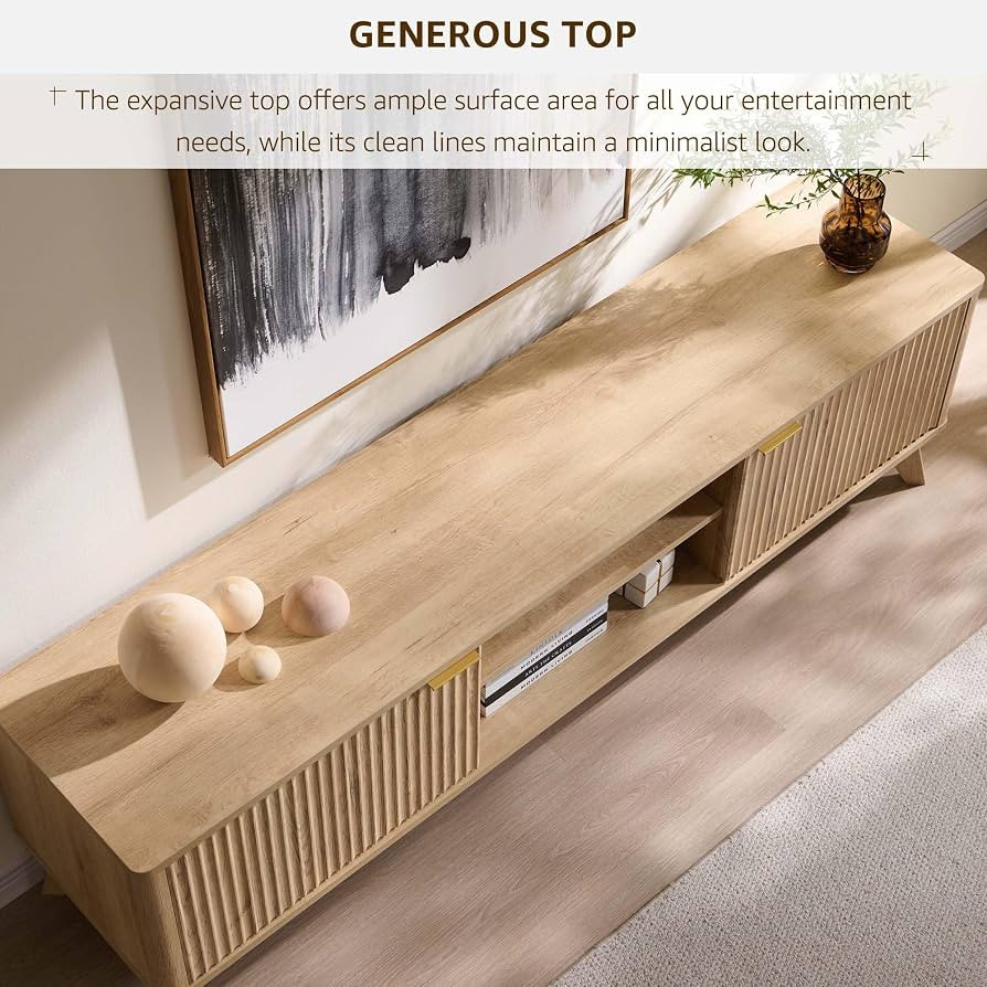 OKD 70" Mid Century Modern Fluted TV Stand, Entertainment Center, Sideboard, Media Console for Li... | Amazon (US)