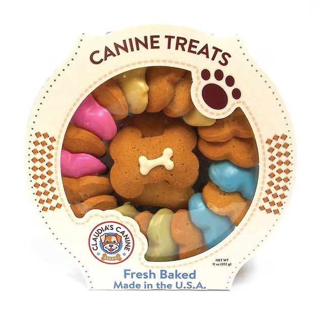 Claudia's Canine Bakery Carousel of Canine Party Bones Baked Dog Treats, 11-oz tub | Chewy.com