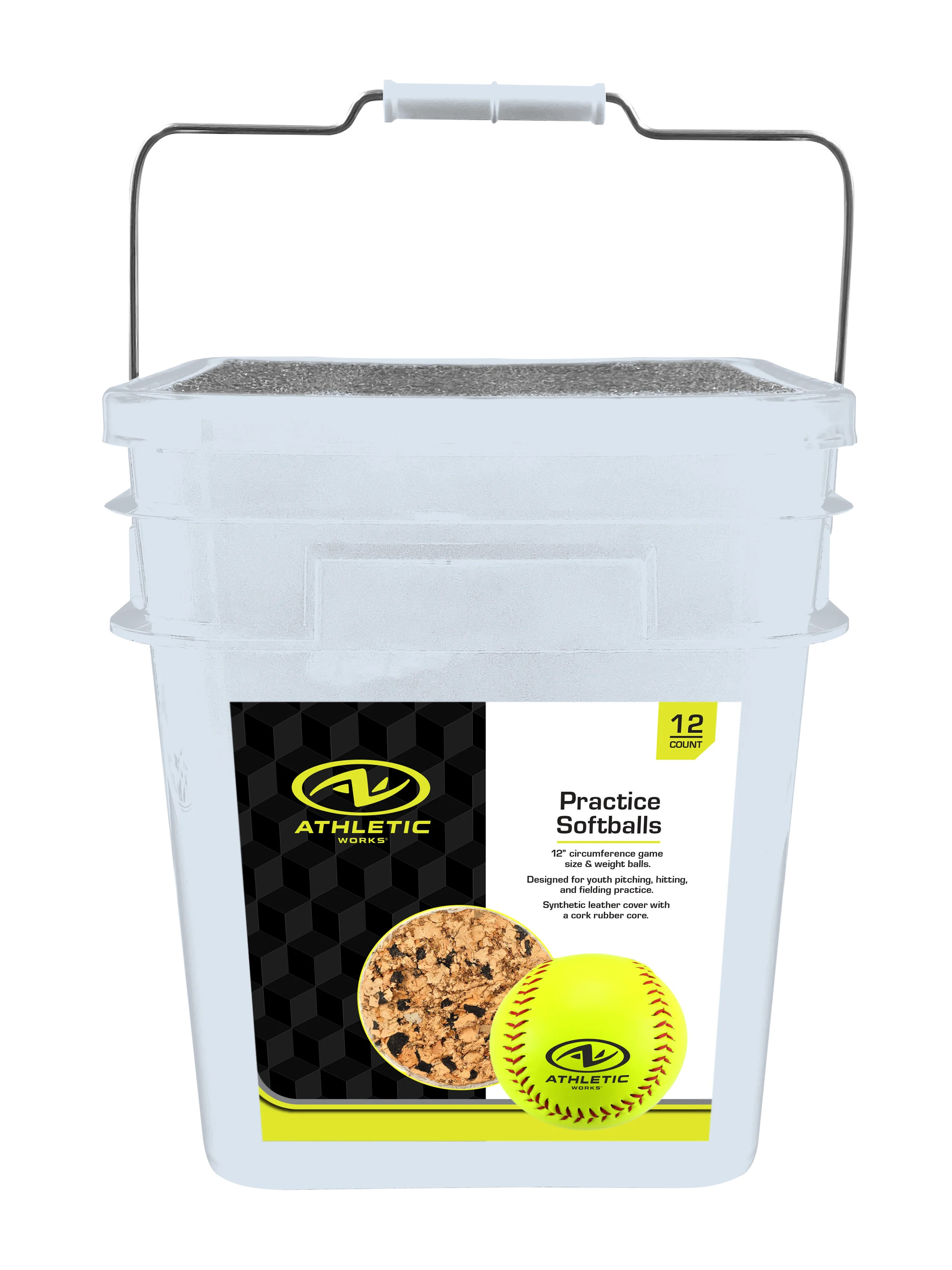Athletic Works 12-inch Fastpitch Softball Bucket – 1 Dozen Leather Softballs in a Plastic Bucke... | Walmart (US)