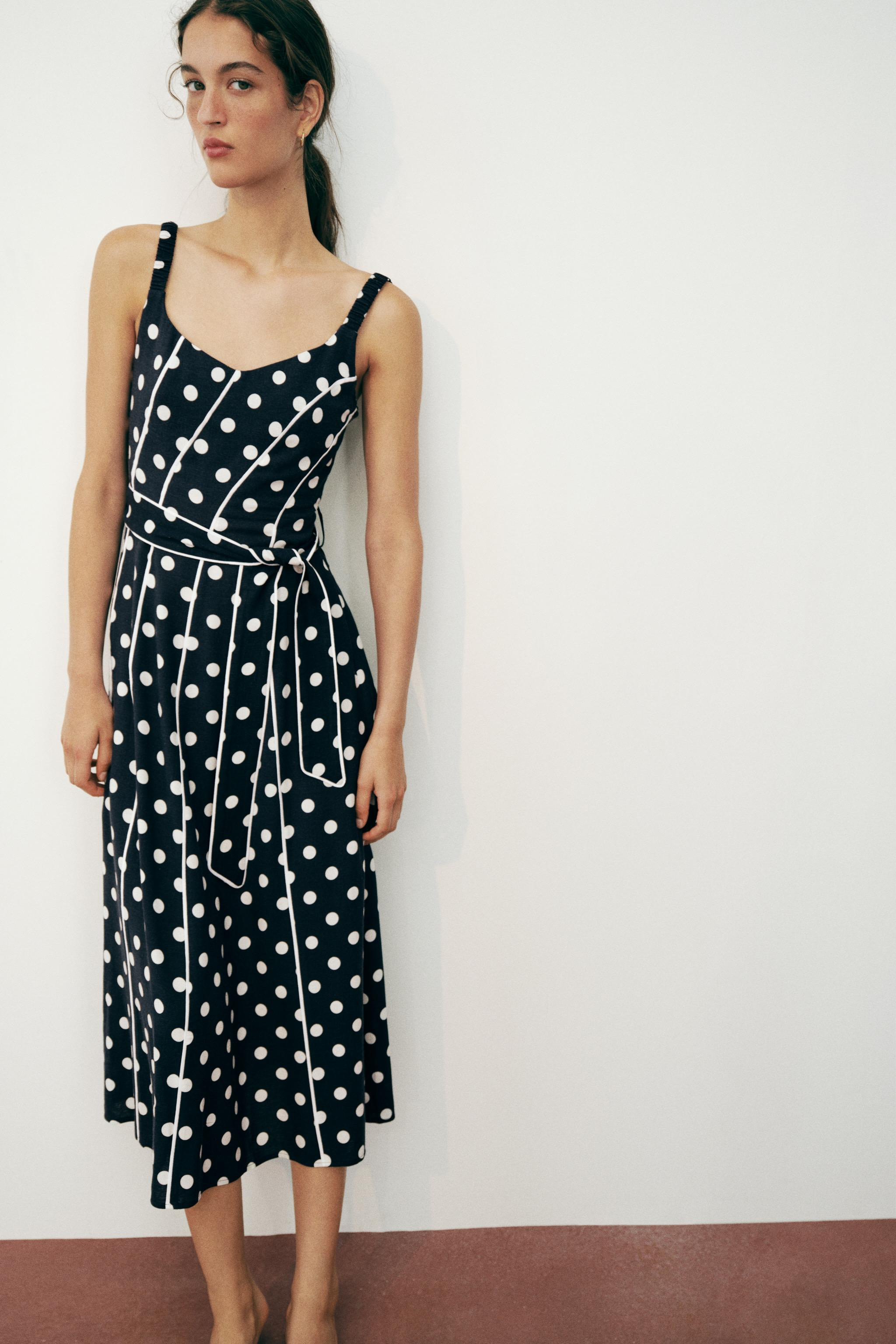 POLKA DOT BELTED MIDI DRESS | Zara US