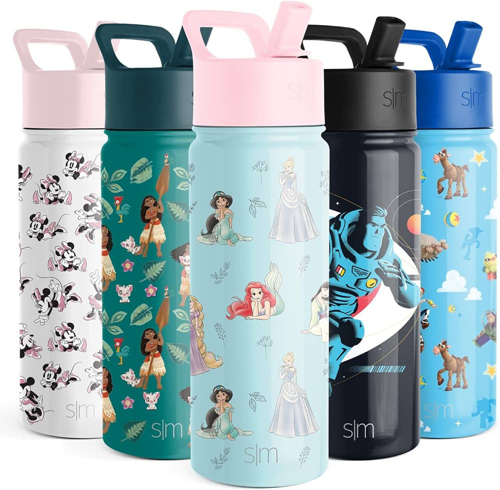 Simple Modern Disney Princesses Kids Water Bottle with Straw Lid | Reusable Insulated Stainless S... | Amazon (US)