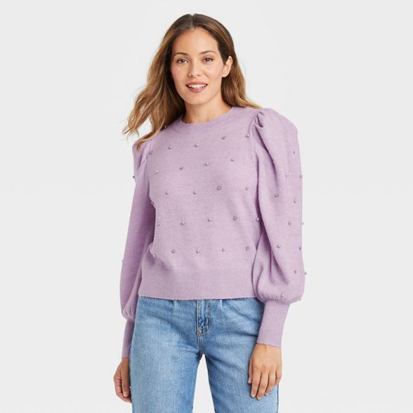 Women's Crewneck Embellished Pullover Sweater - A New Day™ | Target