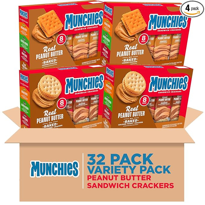 Munchies Sandwich Crackers, Assorted Peanut Butter Variety Pack (Pack of 4, 32 count) | Amazon (US)