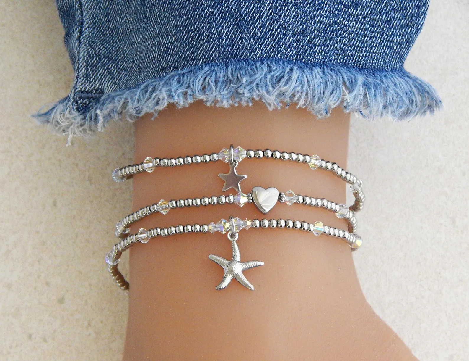 Anklets for Women, Anklet Stack, Stainless Steel Anklet, Waterproof Ankle Bracelet, Starfish Ankl... | Etsy (US)