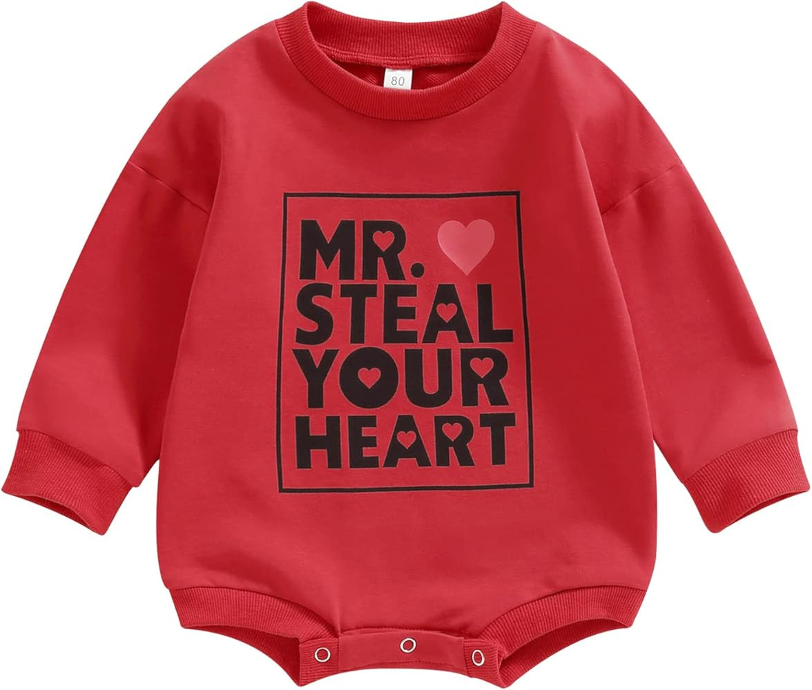 Baby and Toddler Matching Valentines Day Outfits MR. Steal Your Heart Shirt Crewneck Sweatshirt B... | Amazon (US)