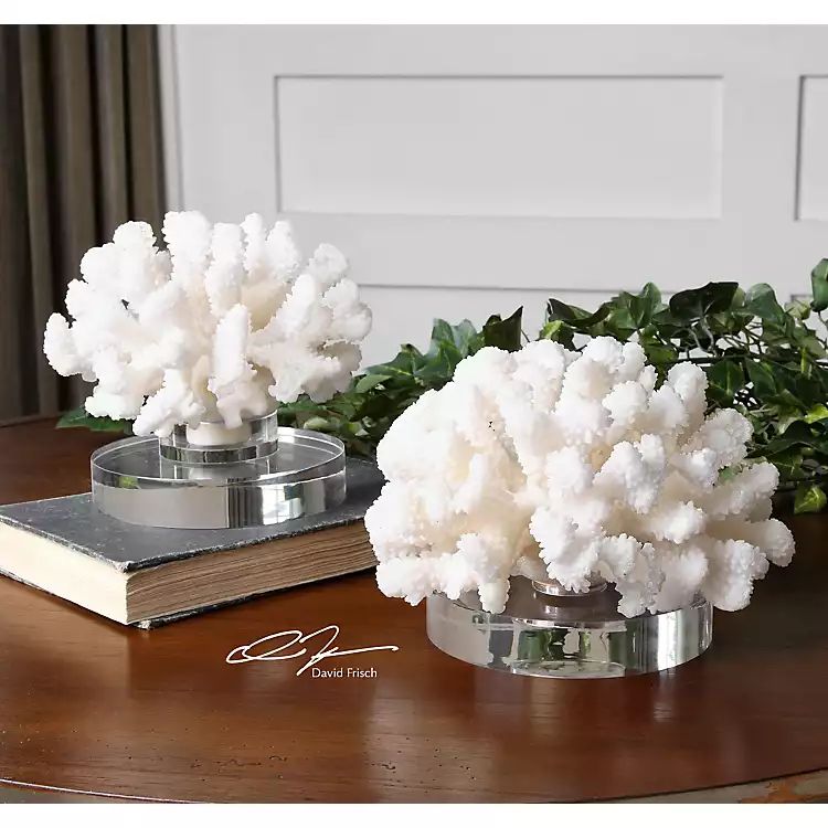 White Hard Coral Sculptures, Set of 2 | Kirkland's Home