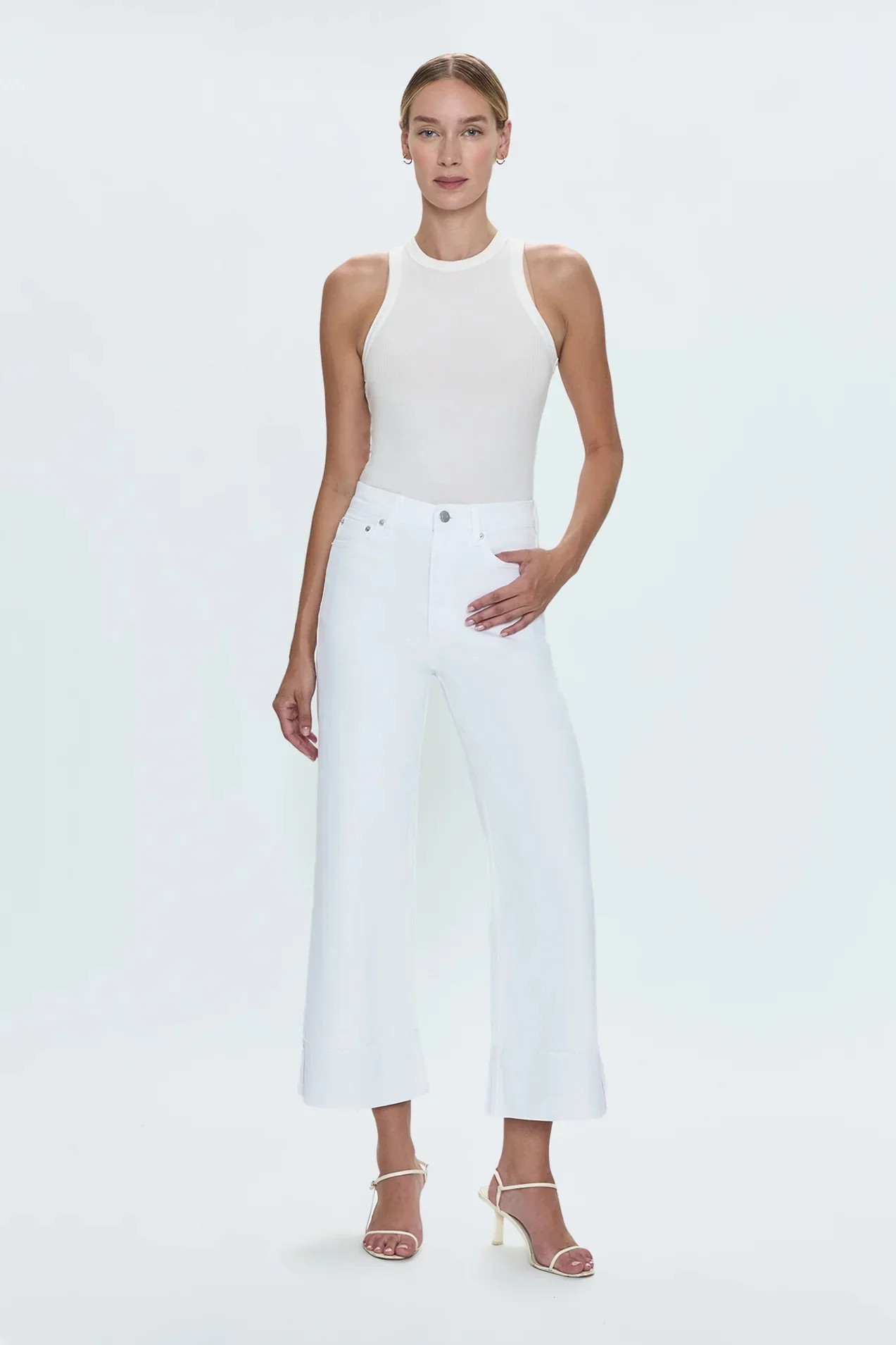 Pistola - Lana Cuffed Crop High Rise Ultra Wide Leg - Vivid White | Jones & Daughters