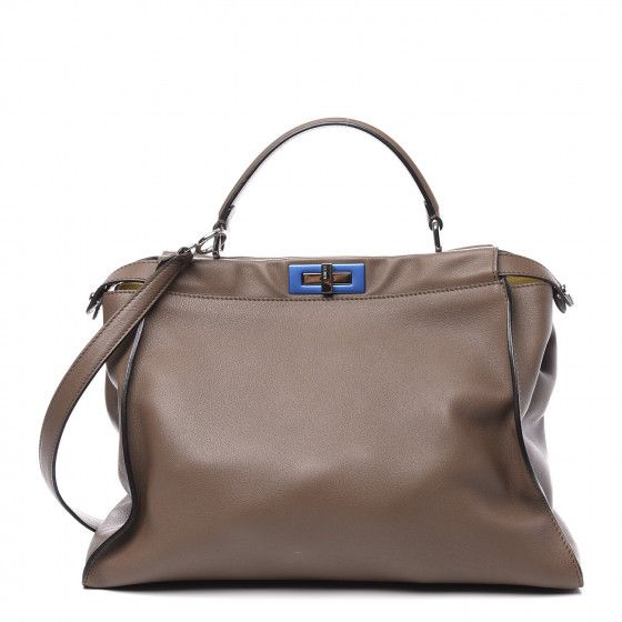 FENDI Calfskin Large Peekaboo Iconic Satchel Brown | Fashionphile