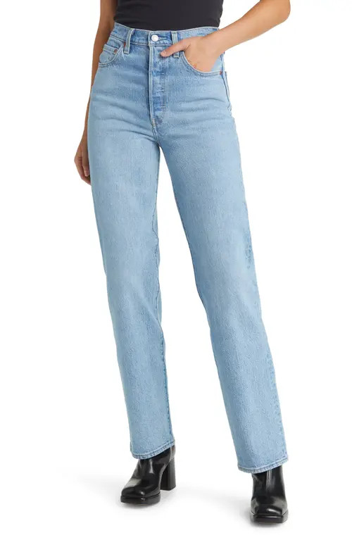 levi's Ribcage High Waist Straight Leg Jeans in Samba Tango Light at Nordstrom, Size 27 X 32 | Nordstrom