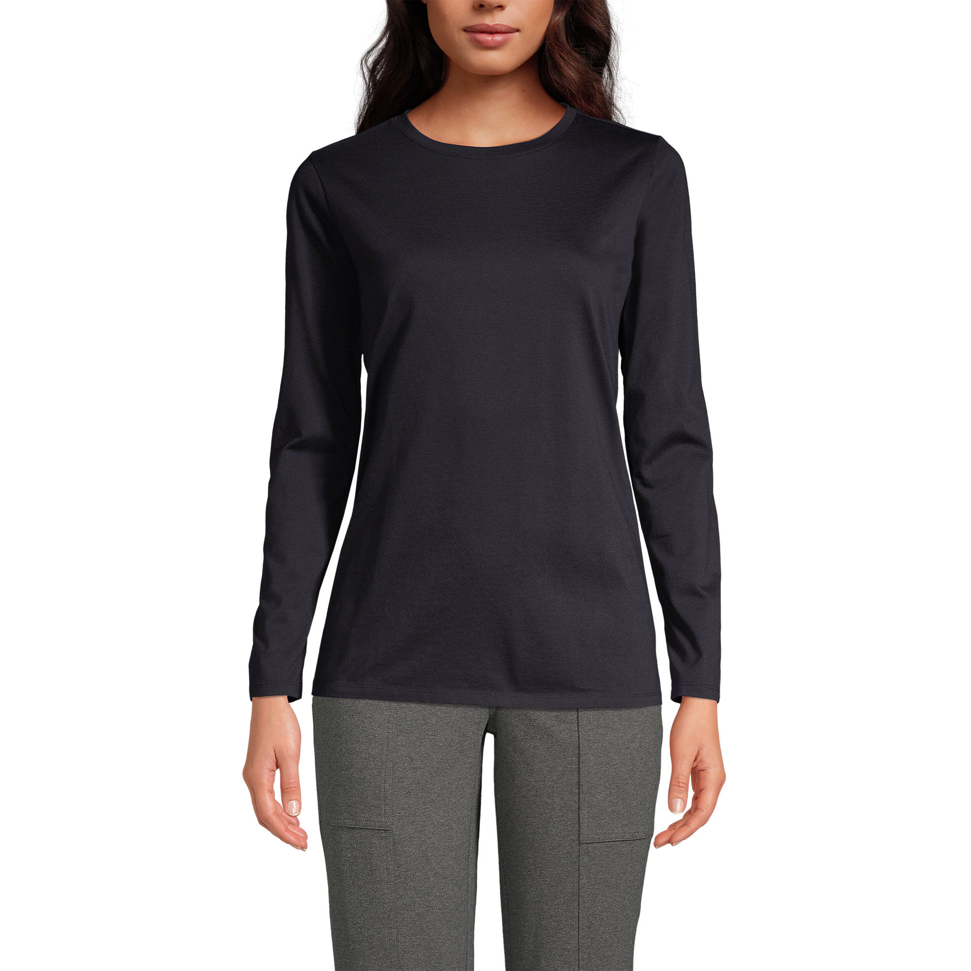 Women's Relaxed Supima Cotton Long Sleeve Crew Neck T-Shirt | Lands' End (US)