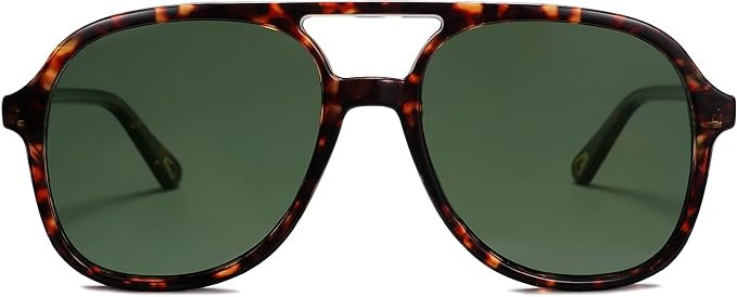 SOJOS Retro Square Polarized Aviator Sunglasses Womens Mens 70s Vintage Double Bridge Sun Glasses... | Amazon (US)