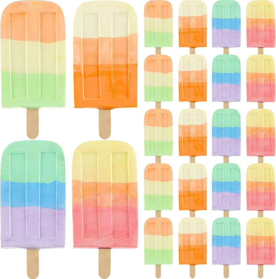 24 Pcs Ice Cream Sidewalk Chalk Set Multicolor Party Favors Bulk Washable Safe Outdoor Chalk for ... | Amazon (US)