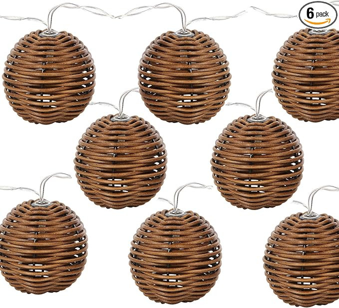 Decorative Lantern Rattan String Lights - 10LEDs with Rattan Wire Ball Style,Battery Operated Ind... | Amazon (US)