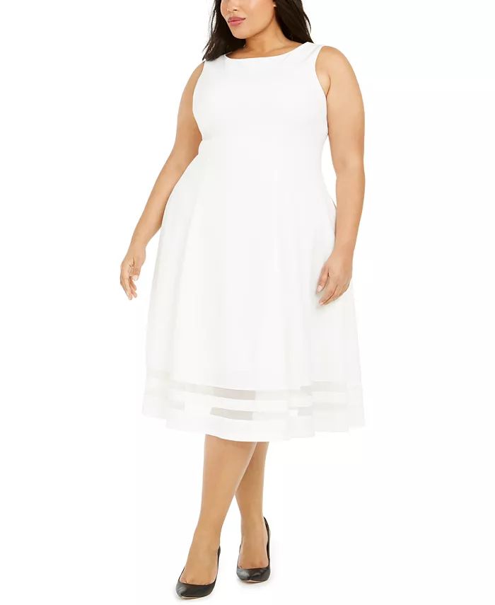Trendy Plus Size Illusion-Hem Midi Dress | Macys (US)