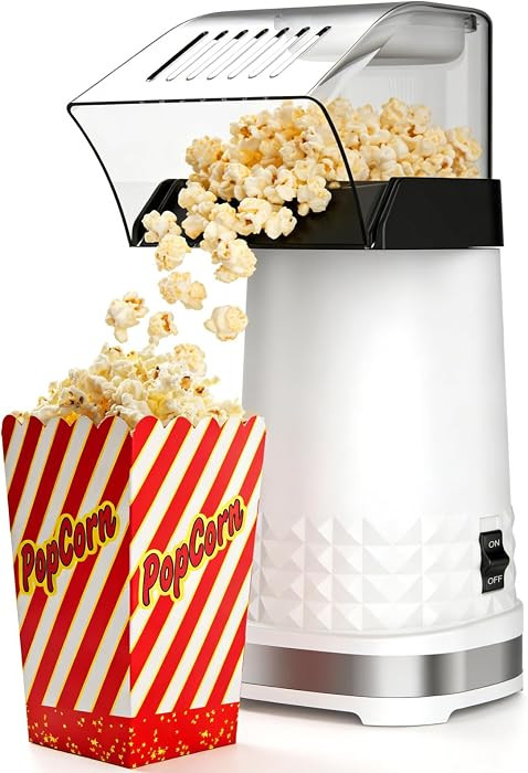 1200W Hot Air Popcorn Popper ETL Certified \u2013 Oil-Free Healthy Popcorn Maker Machine with 4.5... | Amazon (US)