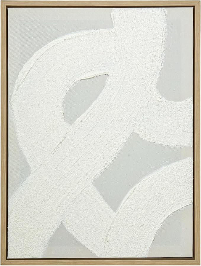 ArtbyHannah Textured Framed Wall Art, Neutral Paintings Hand-painted 3D White Wall Decor with Min... | Amazon (US)