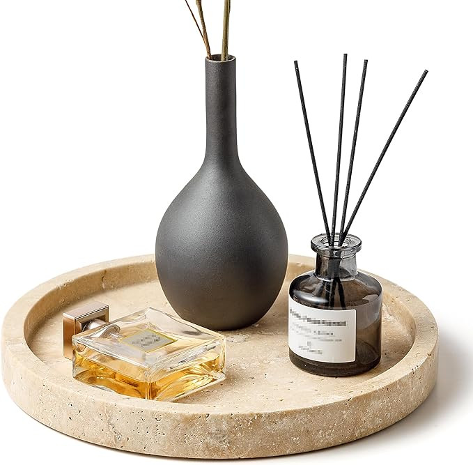 WORHE Natural Marble Vanity Tray for Bathroom Kitchen Dresser, Travertine Stone Decorative Trays ... | Amazon (CA)