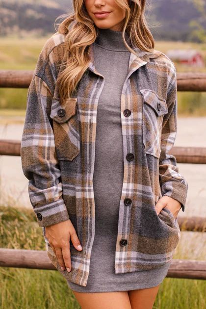 Feels Right Brown Plaid Shacket | Shop Priceless