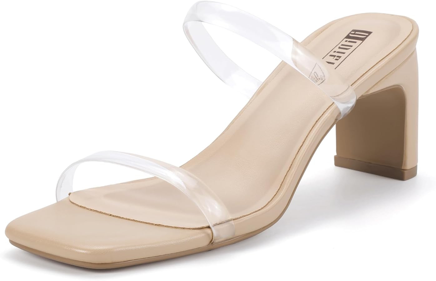 IDIFU IN3 Chunky Heels For Women Low Block Square Open Toe Heels Two Strap Slip On Comfortable Sl... | Amazon (US)