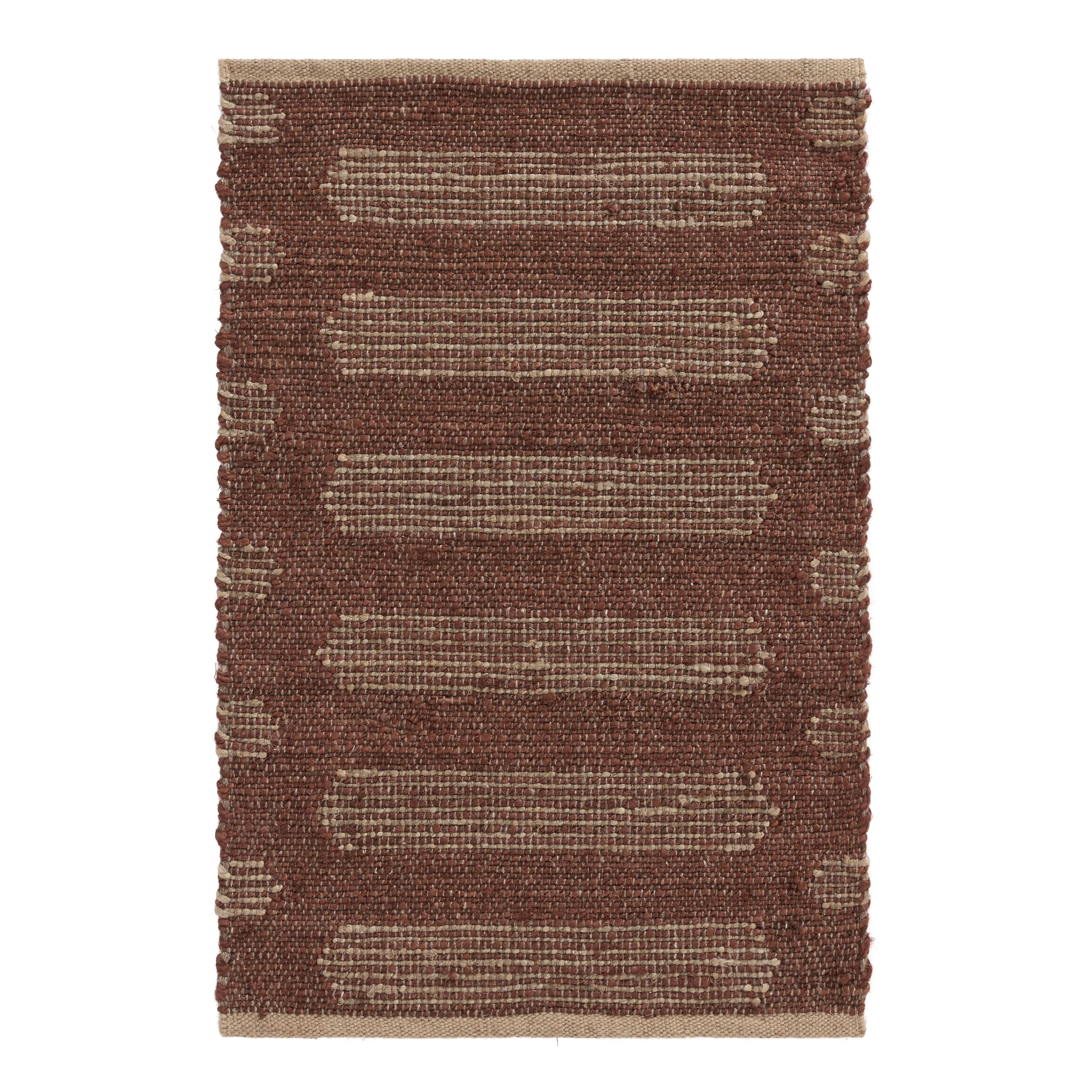 Faye Toffee Brown and Natural Stripe Handwoven Jute Area Rug | World Market