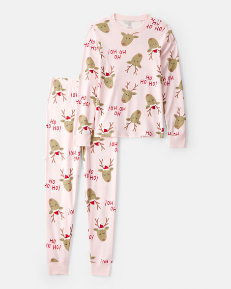 Adult Reindeer 100% Cotton Snug Fit 2-Piece Pajamas - Pink | Carter's Inc