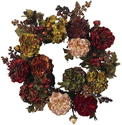 Nearly Natural 22in. Autumn Hydrangea Peony Wreath | Amazon (US)