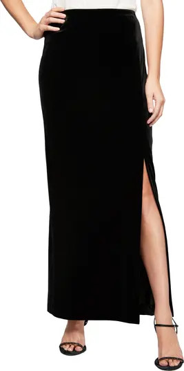 Alex Evenings Side Slit Velvet Maxi Skirt | Nordstrom | Nordstrom