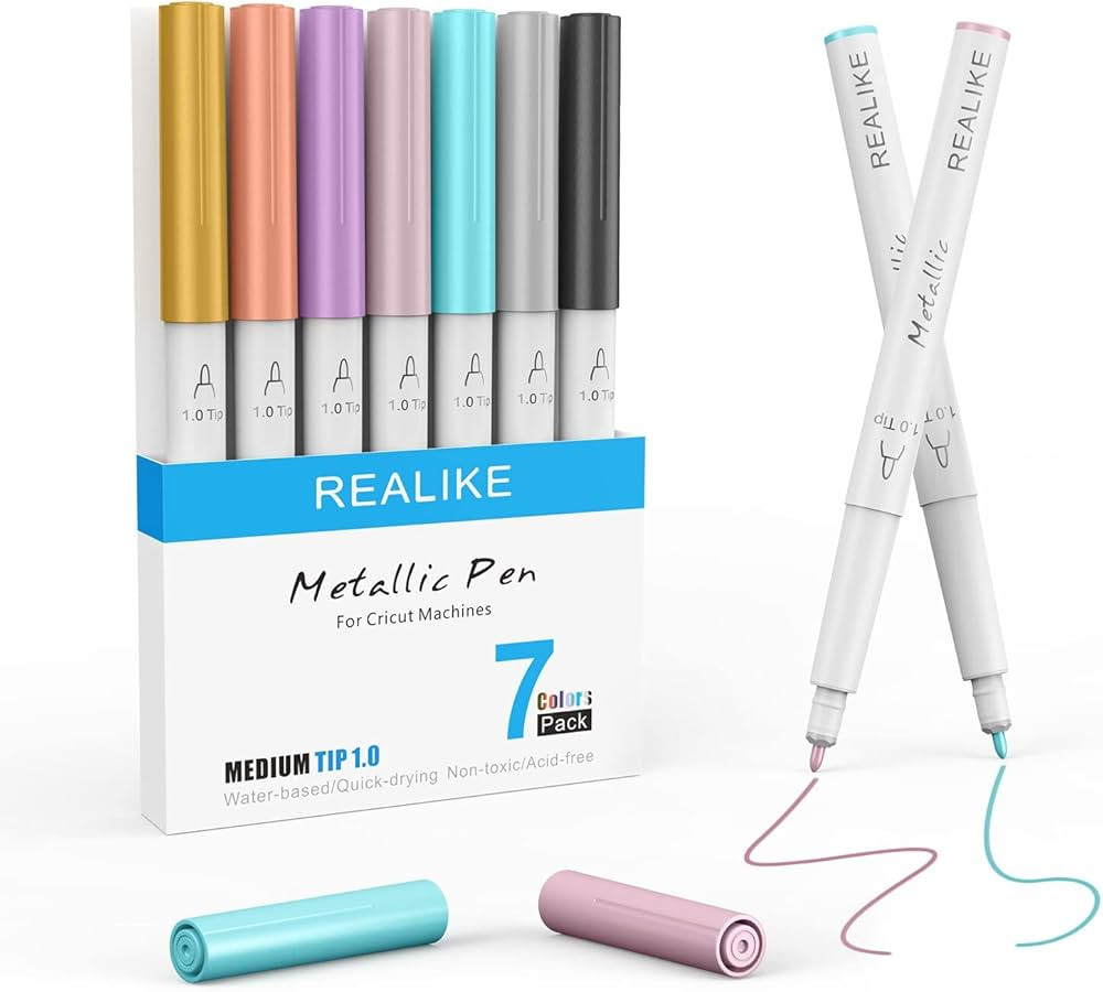 REALIKE Metallic Pens for Cricut Maker 3/Maker/Explore 3/Air 2/Air, Multicolor Marker Pens Set of... | Amazon (US)