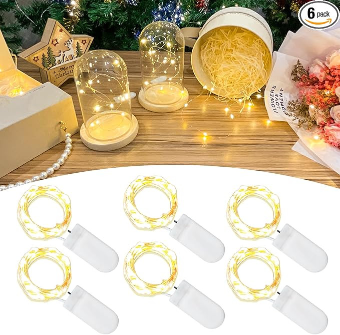 6 Pack Fairy Lights Battery Operated String Lights, 10 LED on 3.3ft Silvery Copper Wire,High Brig... | Amazon (US)