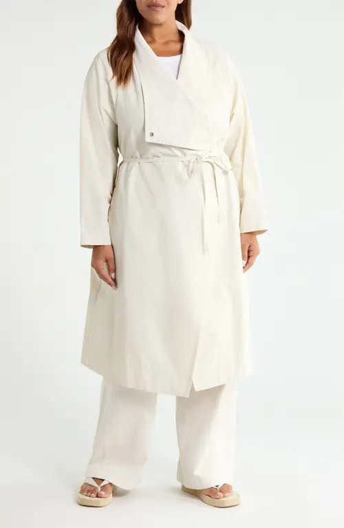 Eileen Fisher Drape Neck Coat in Plstr at Nordstrom, Size 1X | Nordstrom
