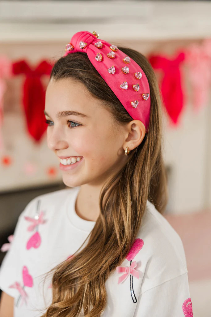 Girls: I'm The Queen Pink Heart Embellishment Headband | The Mint Julep Boutique