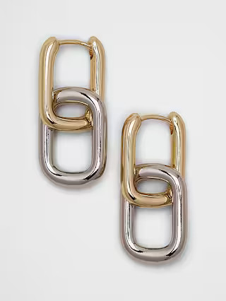 Mixed Metal Interlock Paperclip Earrings | Banana Republic Factory