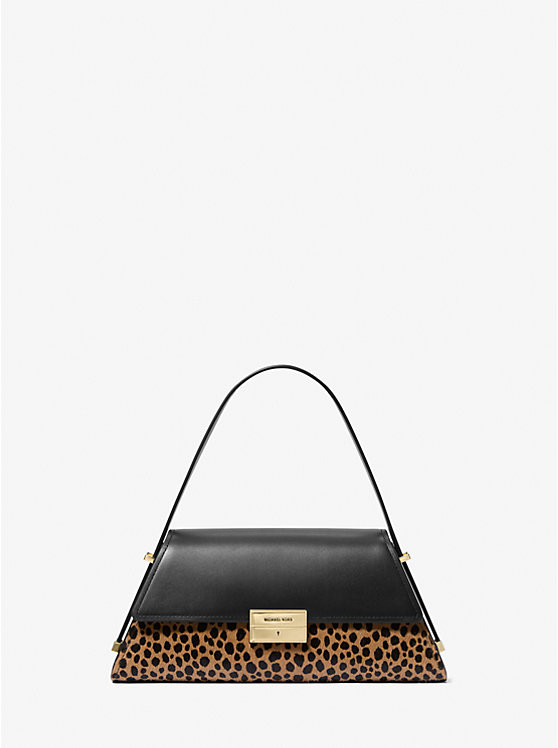 Ludlow Medium Leather and Cheetah-Print Calf Hair Shoulder Bag | Michael Kors US
