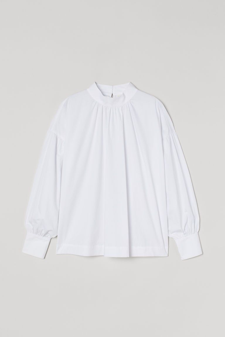H & M - Wide-cut Cotton Blouse - White | H&M (US + CA)