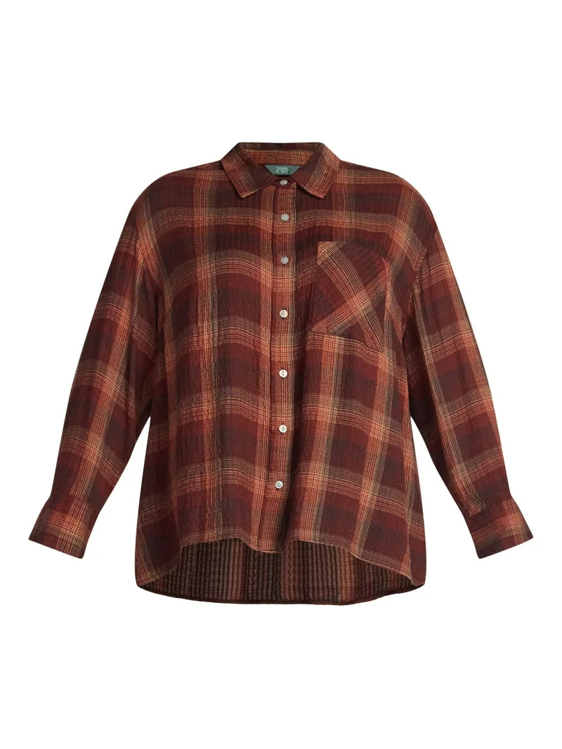 Terra & Sky Women's Plus Plaid Button Front Shirt, Sizes 0X-5X | Walmart (US)