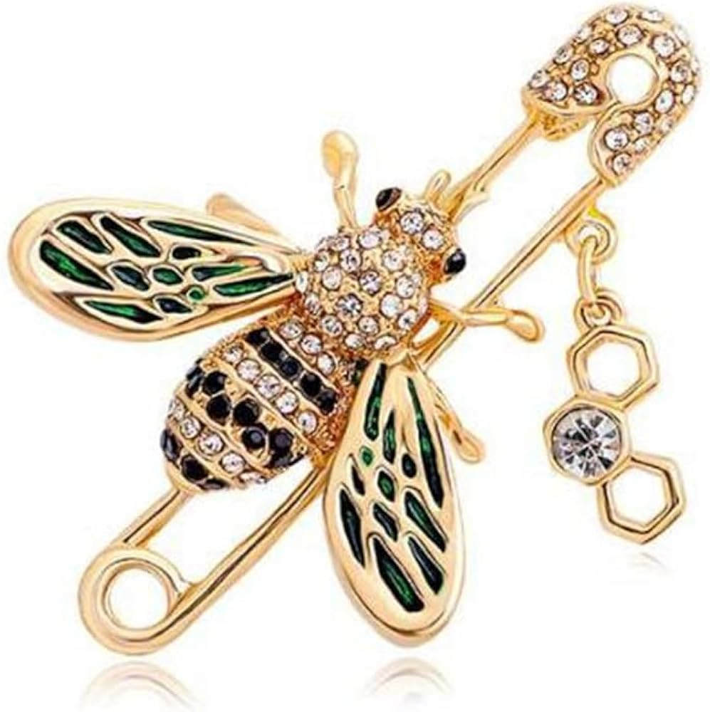 Cute Bee Brooch - Yellow Gold Crystal Enamel Insect Brooch - Scarf Dress Collar Decorative Jewelr... | Amazon (US)