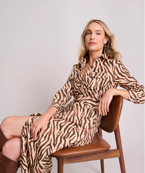 Stretch Cotton Safari Print Elise Shirt Dress | UNTUCKit (US)